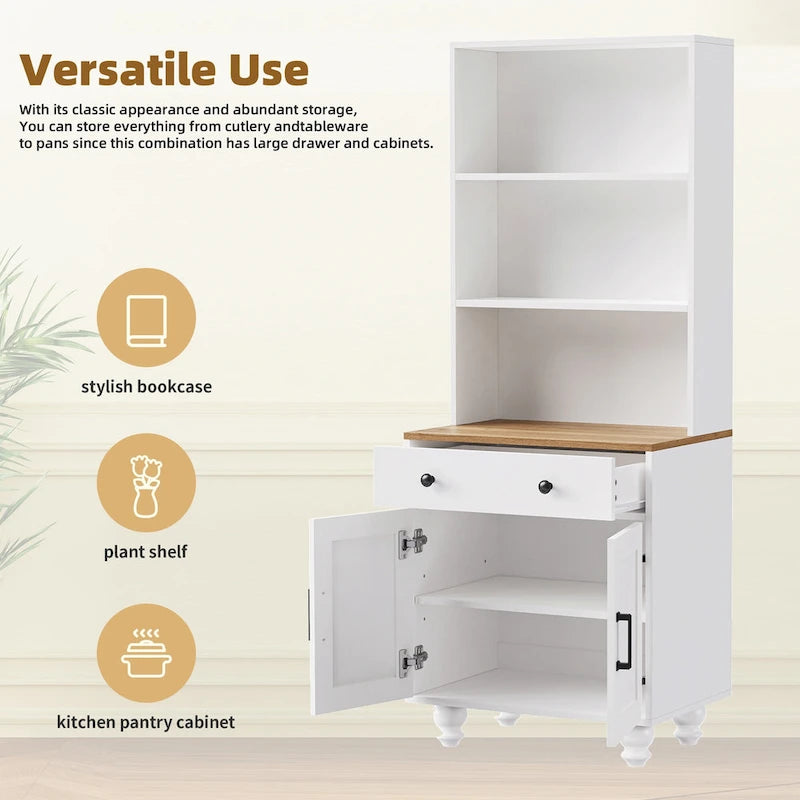 Storage Cabinet with 4 Solid Wood Gourd-Shaped Legs