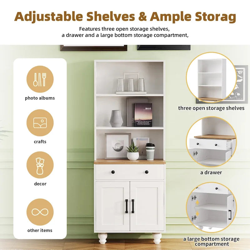 Storage Cabinet with 4 Solid Wood Gourd-Shaped Legs