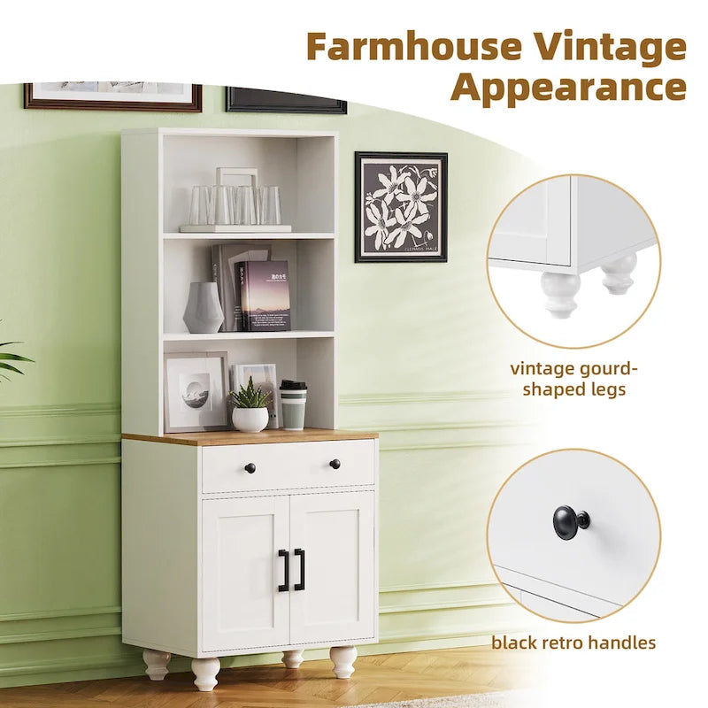Storage Cabinet with 4 Solid Wood Gourd-Shaped Legs