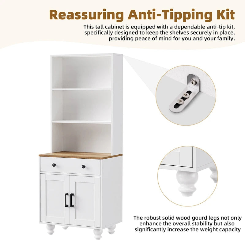 Storage Cabinet with 4 Solid Wood Gourd-Shaped Legs