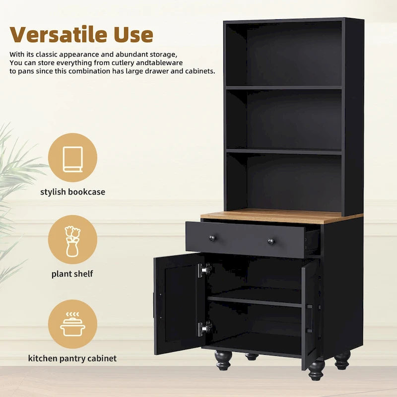 Storage Cabinet with 4 Solid Wood Gourd-Shaped Legs