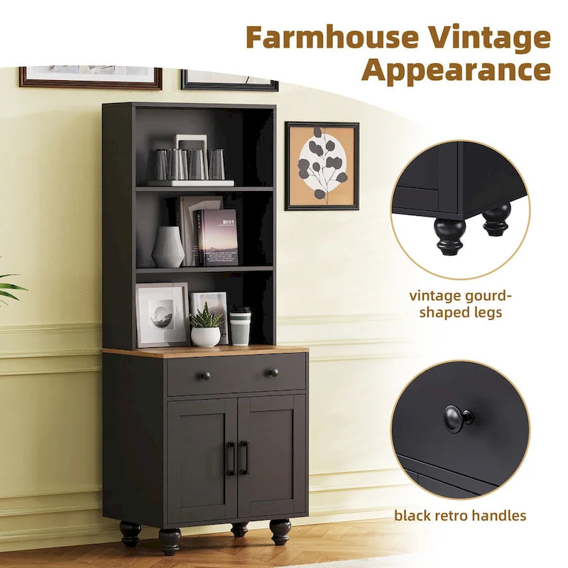 Storage Cabinet with 4 Solid Wood Gourd-Shaped Legs