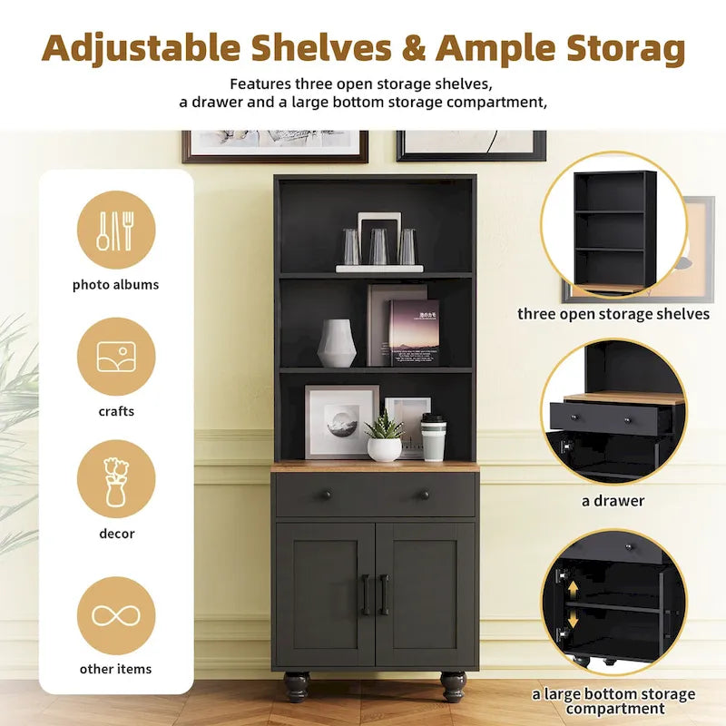 Storage Cabinet with 4 Solid Wood Gourd-Shaped Legs