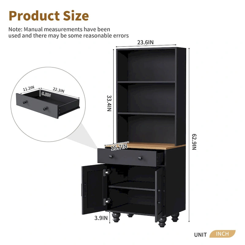 Storage Cabinet with 4 Solid Wood Gourd-Shaped Legs