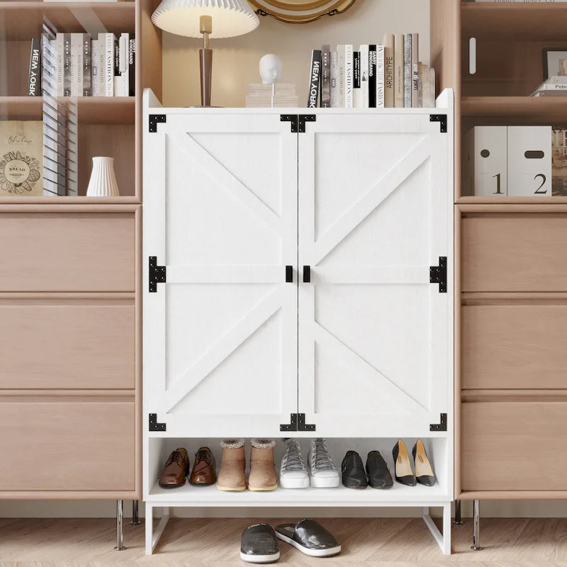 Shoe Cabinet with Doors and Adjustable Shelves