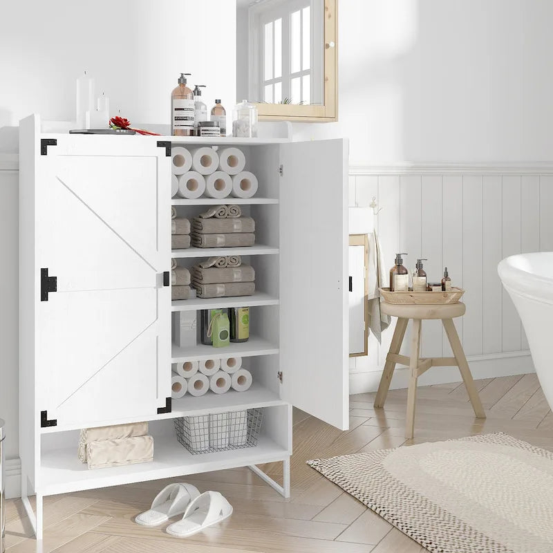 Shoe Cabinet with Doors and Adjustable Shelves