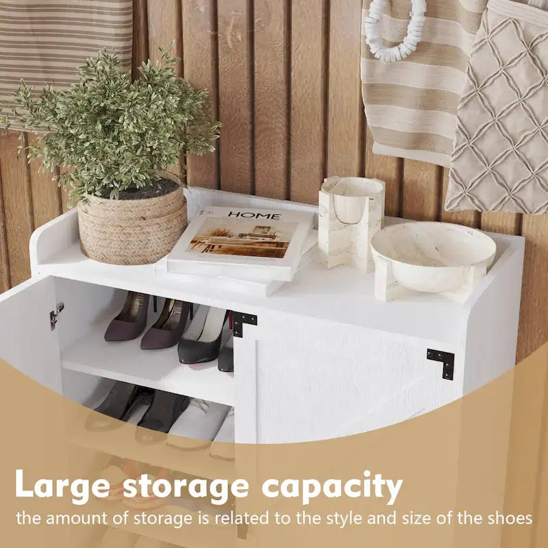 Shoe Cabinet with Doors and Adjustable Shelves