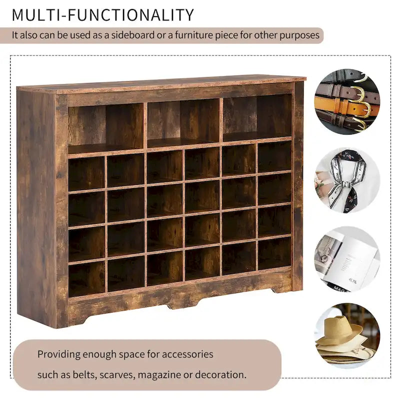 24-Cubby Shoe Cabinet with Curved Base