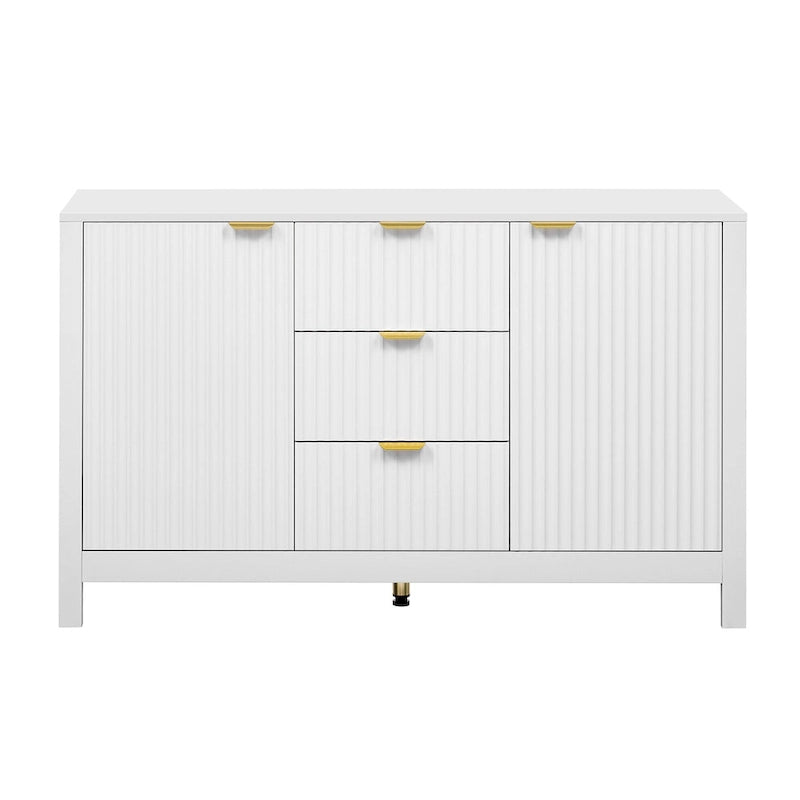 47.2" Sideboard Buffet Cabinet with Wave Design, 3 Adjustable Shelves and 3 Drawers
