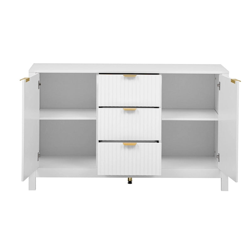 47.2" Sideboard Buffet Cabinet with Wave Design, 3 Adjustable Shelves and 3 Drawers