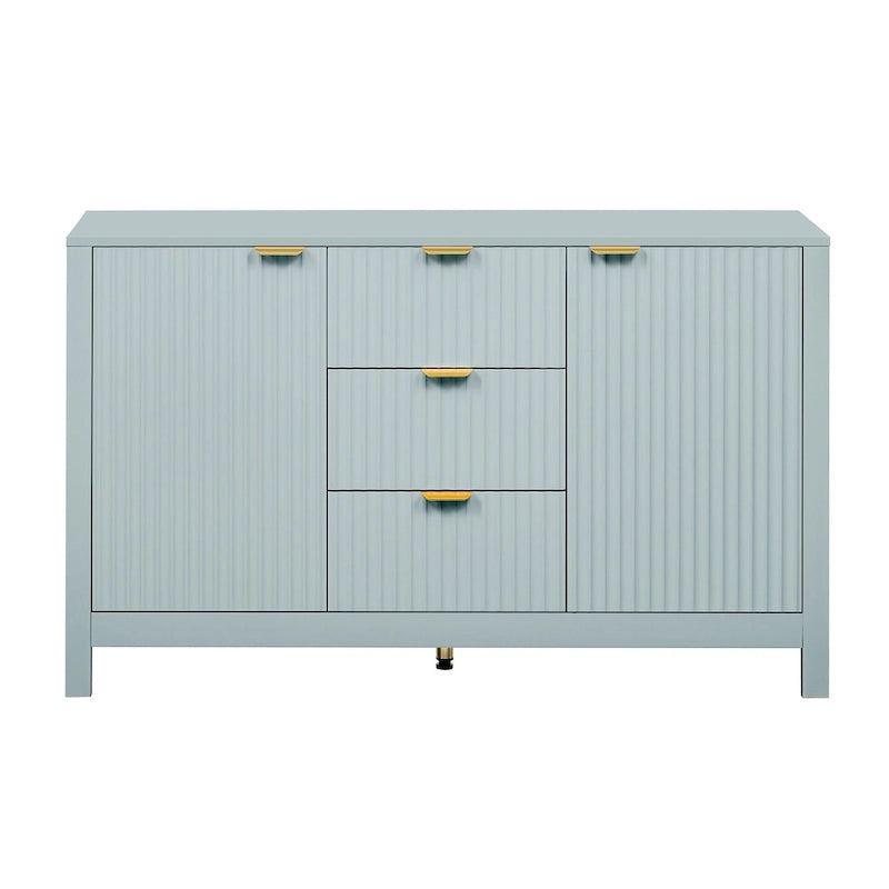 47.2" Sideboard Buffet Cabinet with Wave Design, 3 Adjustable Shelves and 3 Drawers