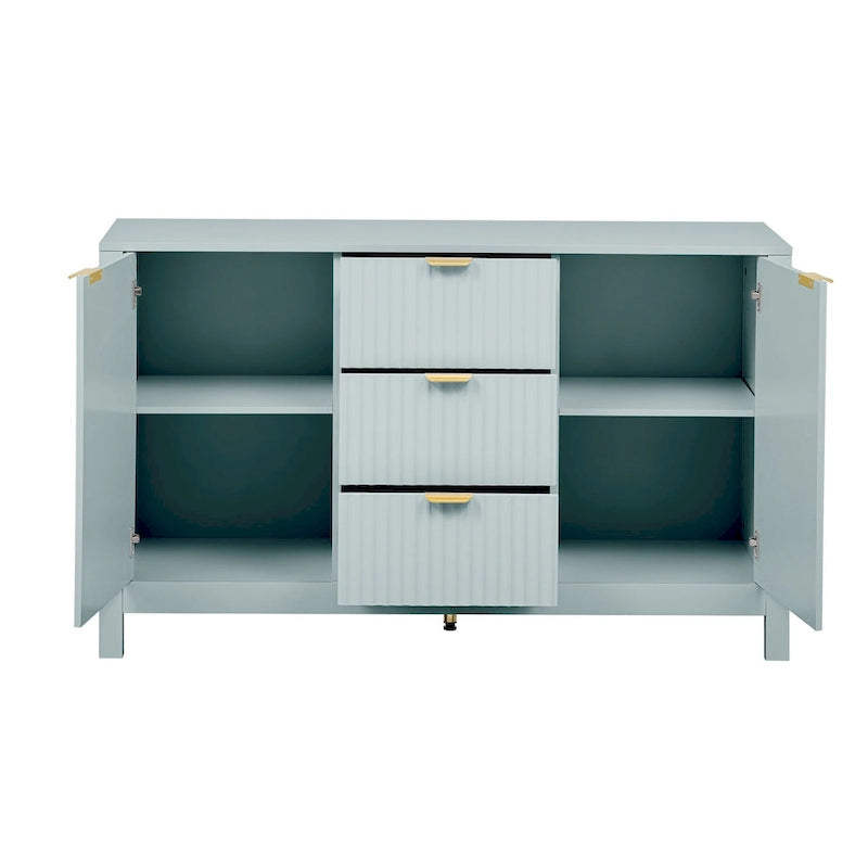 47.2" Sideboard Buffet Cabinet with Wave Design, 3 Adjustable Shelves and 3 Drawers
