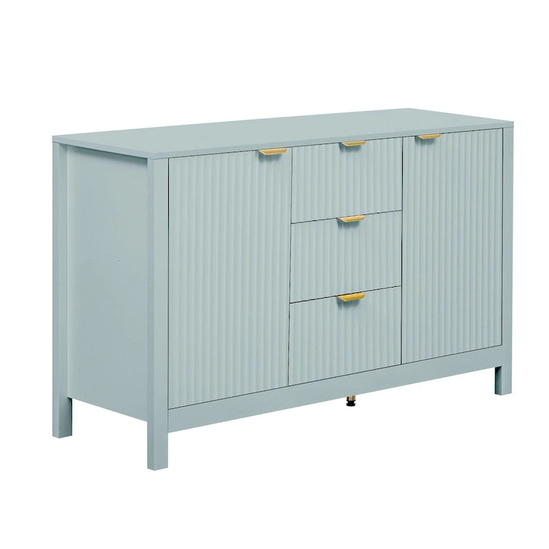 47.2" Sideboard Buffet Cabinet with Wave Design, 3 Adjustable Shelves and 3 Drawers