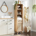 Bathroom Storage Cabinet with Rattan Door, Adjustable Shelves