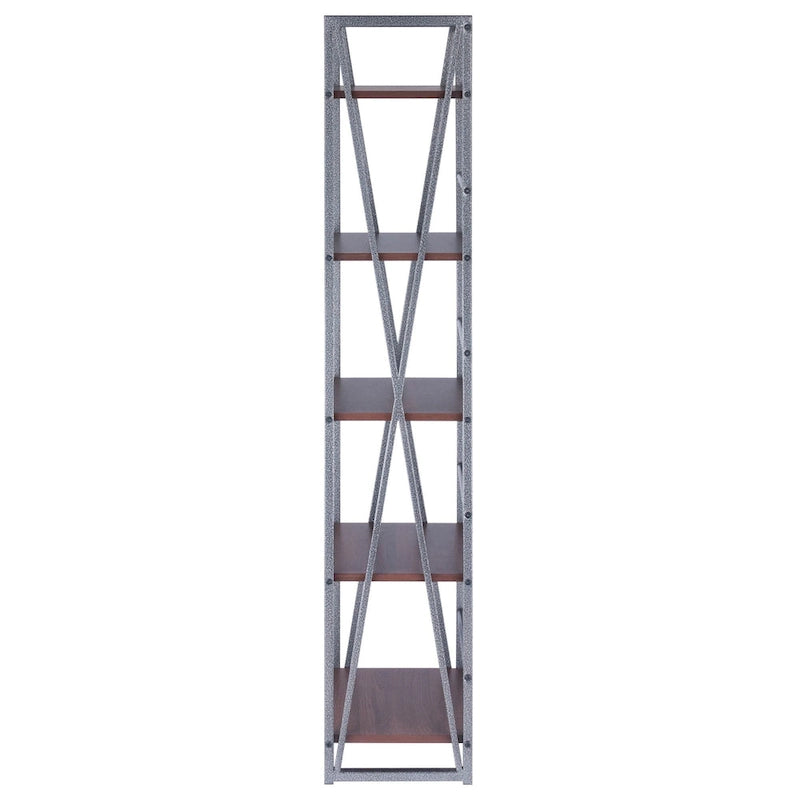 5-Tier Tall Storage Shelf 61.5" - Graphite & Walnut