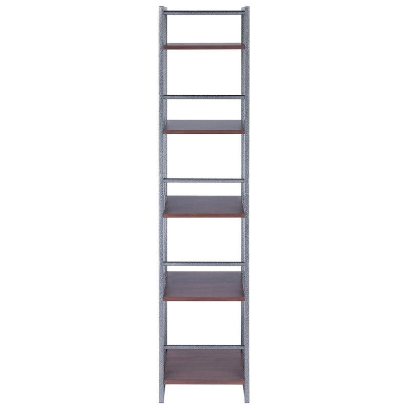 5-Tier Tall Storage Shelf 61.5" - Graphite & Walnut