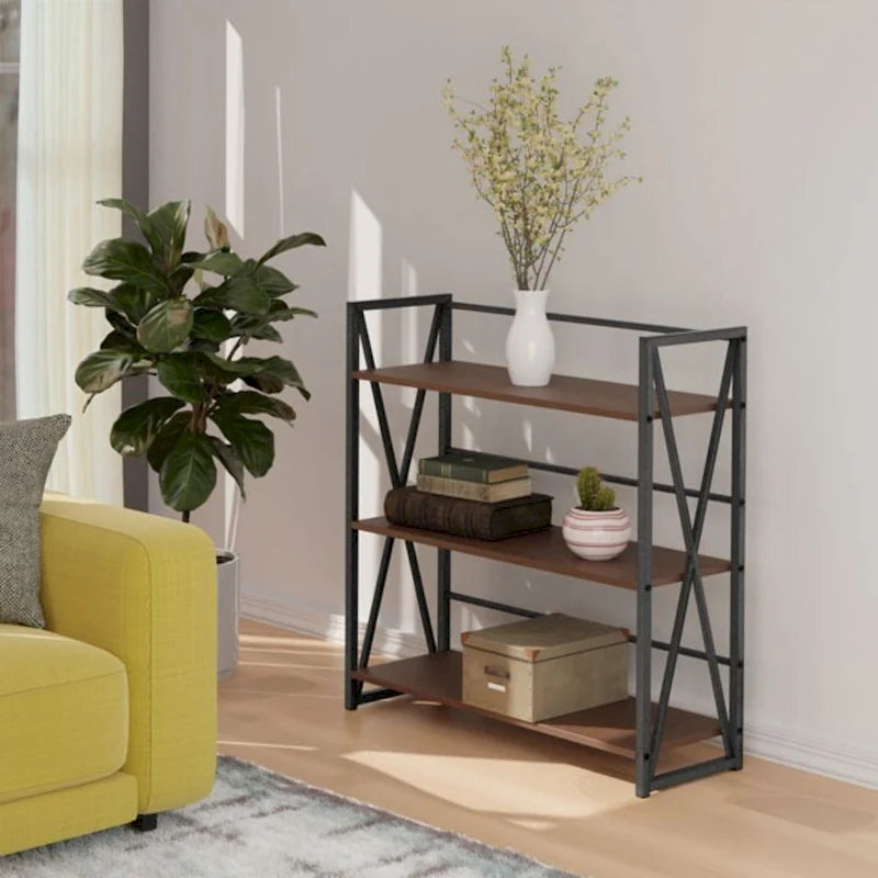3-Tier Wide Storage Shelf - Graphite and Walnut