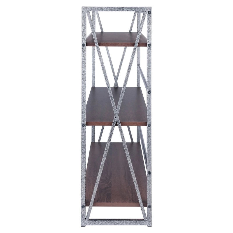 3-Tier Wide Storage Shelf - Graphite and Walnut