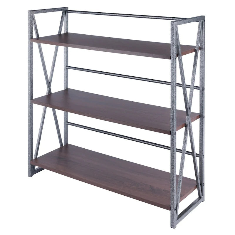 3-Tier Wide Storage Shelf - Graphite and Walnut