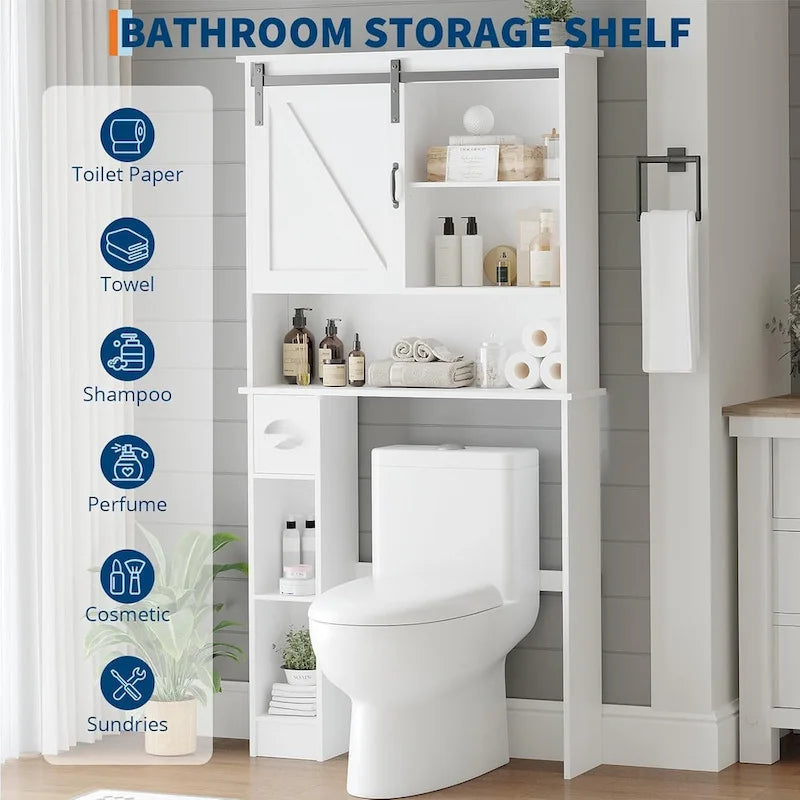 Over The Toilet Storage Cabinet with Sliding Door