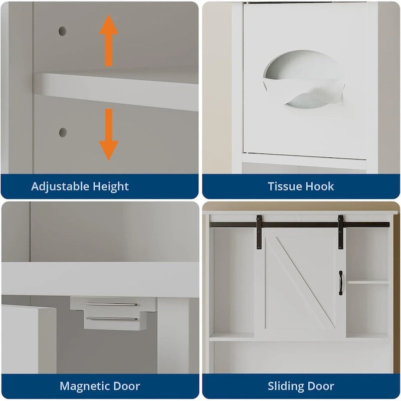 Over The Toilet Storage Cabinet with Sliding Door
