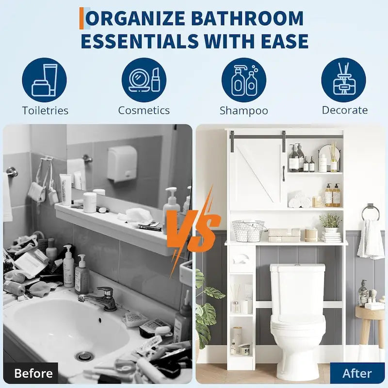 Over The Toilet Storage Cabinet with Sliding Door