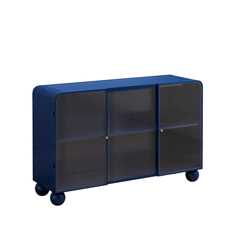 Modern Storage Cabinet with Sliding Glass Door and Shelves