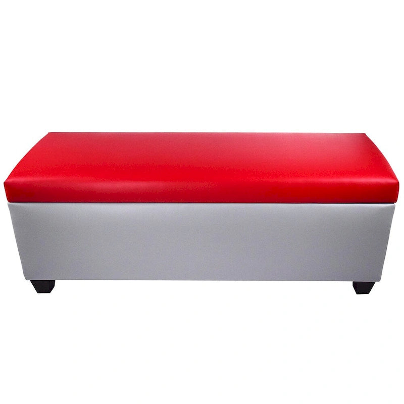 Faux Leather Storage Bench Ottoman