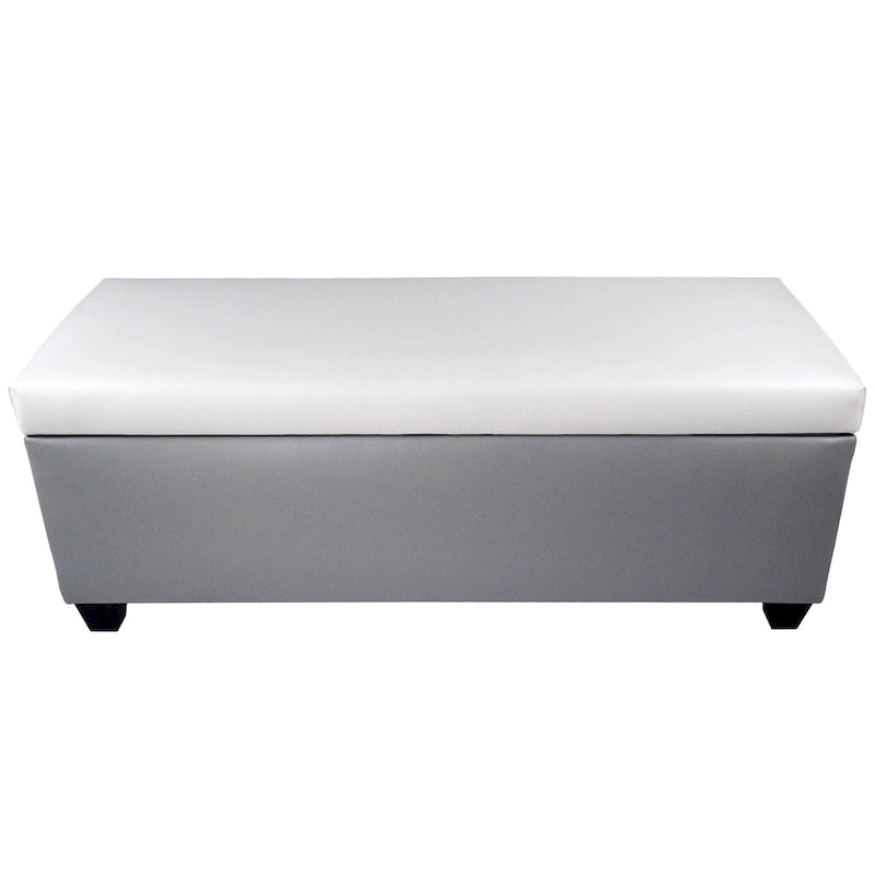 Faux Leather Storage Bench Ottoman