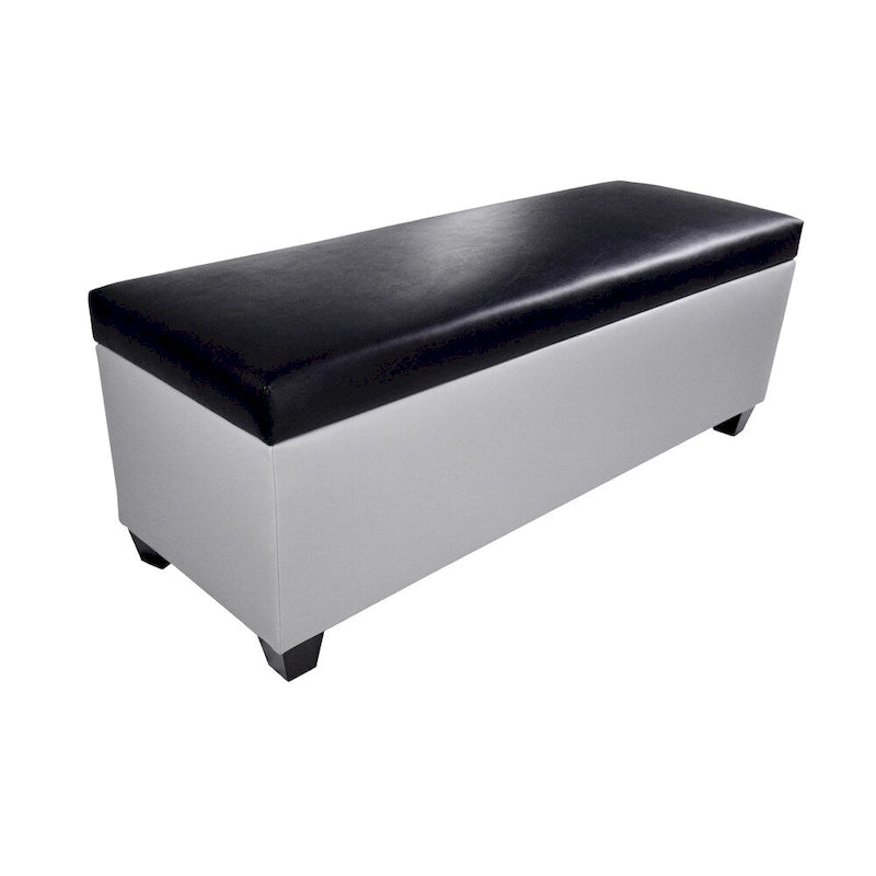 Faux Leather Storage Bench Ottoman