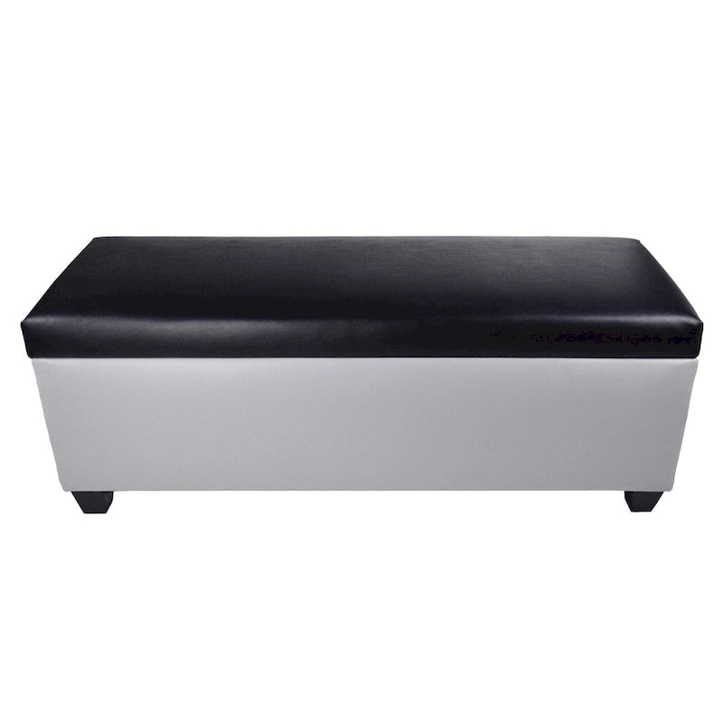 Faux Leather Storage Bench Ottoman