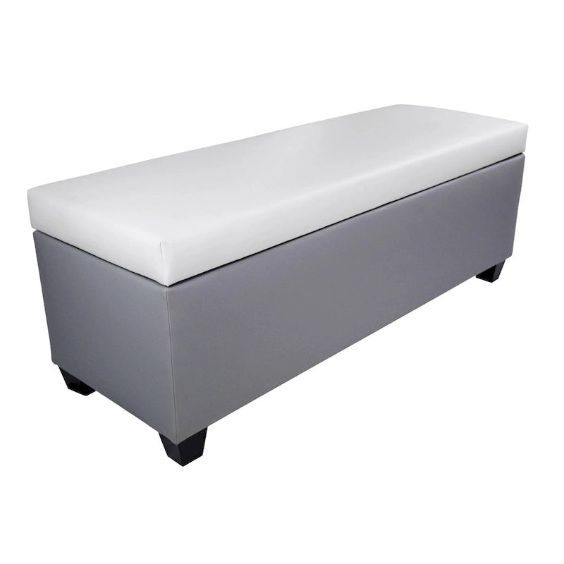 Faux Leather Storage Bench Ottoman