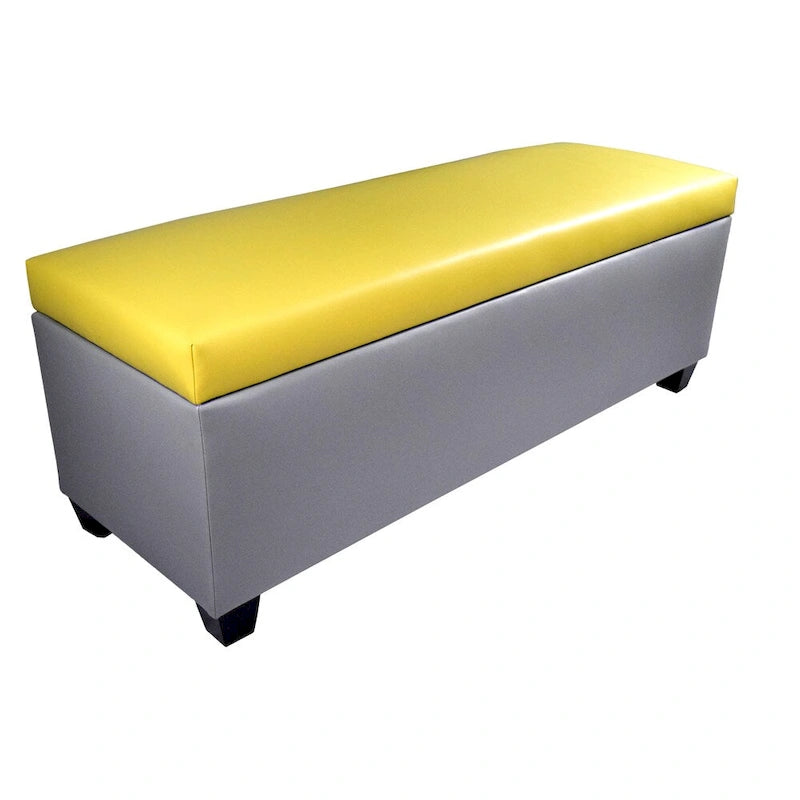 Faux Leather Storage Bench Ottoman