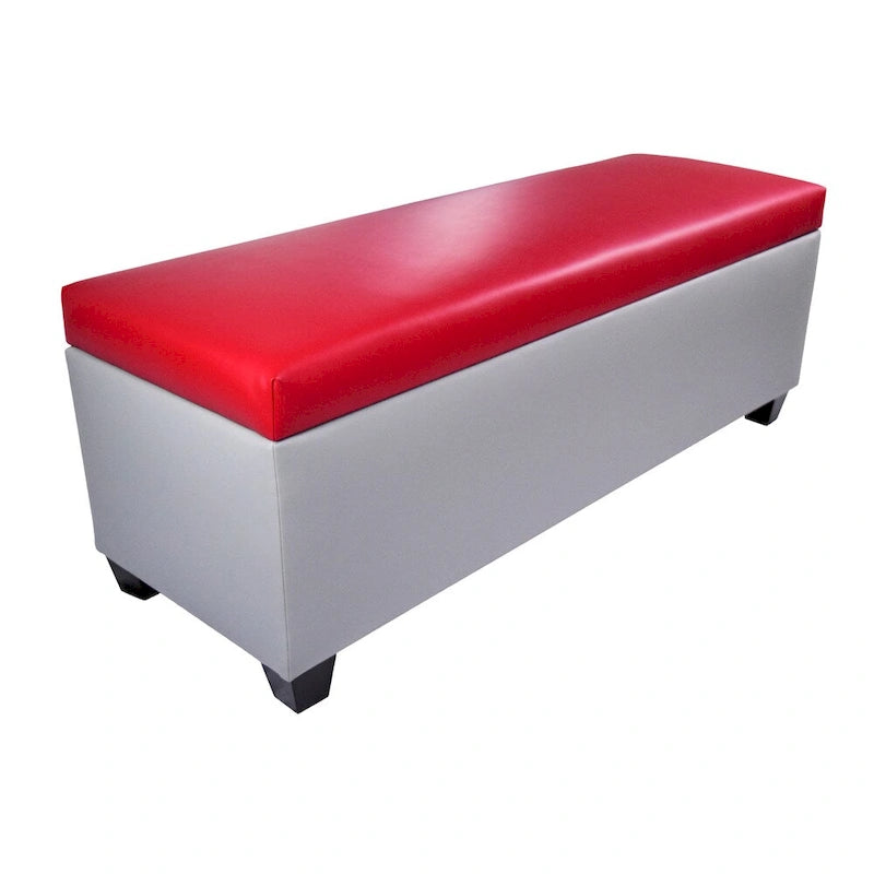 Faux Leather Storage Bench Ottoman