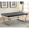 Contemporary Metal Upholstered Tufted Accent Bench