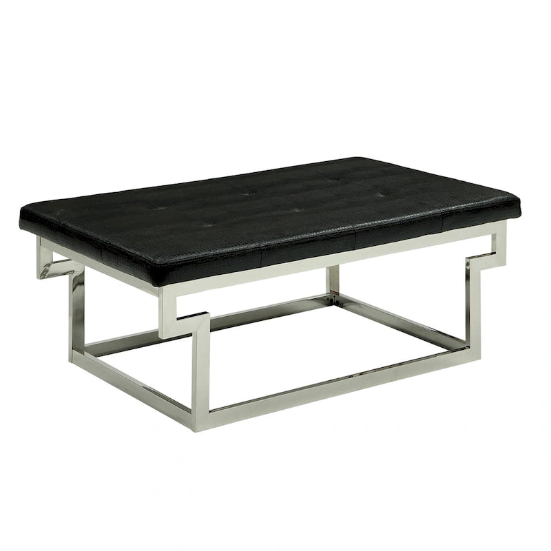 Contemporary Metal Upholstered Tufted Accent Bench