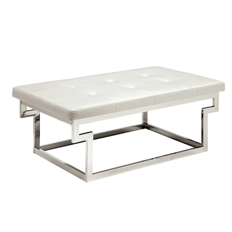 Contemporary Metal Upholstered Tufted Accent Bench
