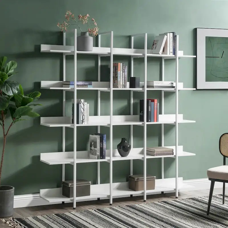 5-Tier Industrial Style Bookshelf with Metal Frame