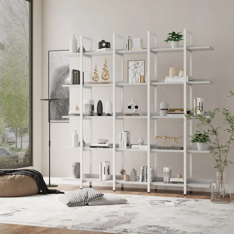 5-Tier Industrial Style Bookshelf with Metal Frame