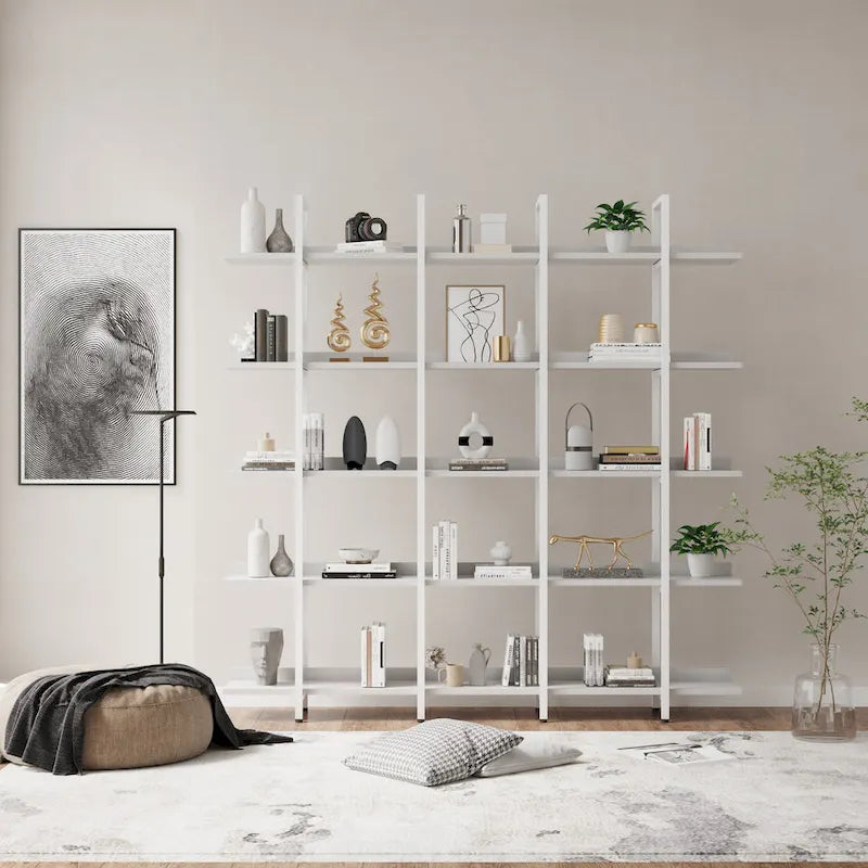 5-Tier Industrial Style Bookshelf with Metal Frame