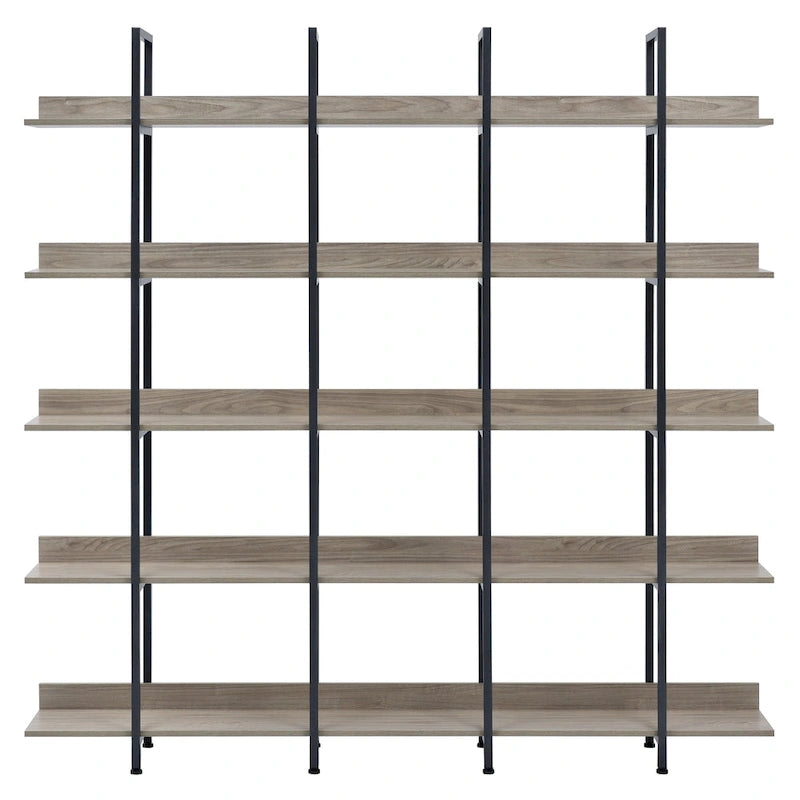 5-Tier Industrial Style Bookshelf with Metal Frame