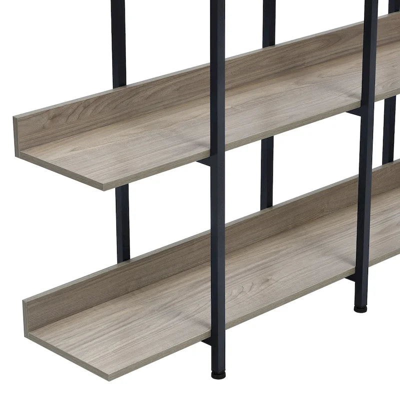 5-Tier Industrial Style Bookshelf with Metal Frame