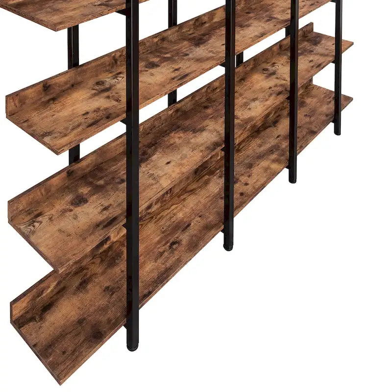 5-Tier Industrial Style Bookshelf with Metal Frame