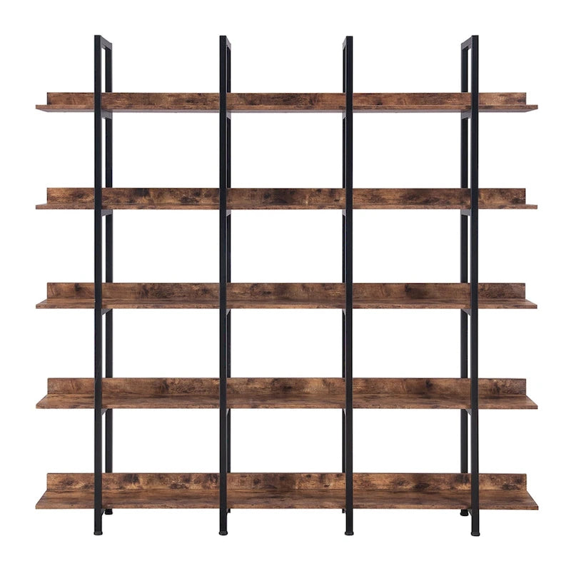 5-Tier Industrial Style Bookshelf with Metal Frame