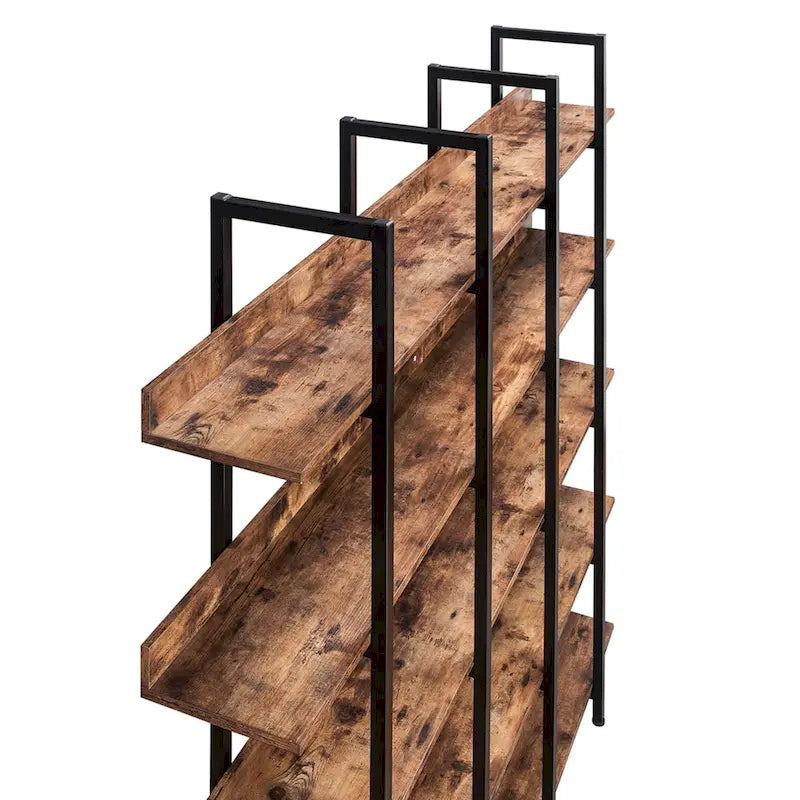 5-Tier Industrial Style Bookshelf with Metal Frame