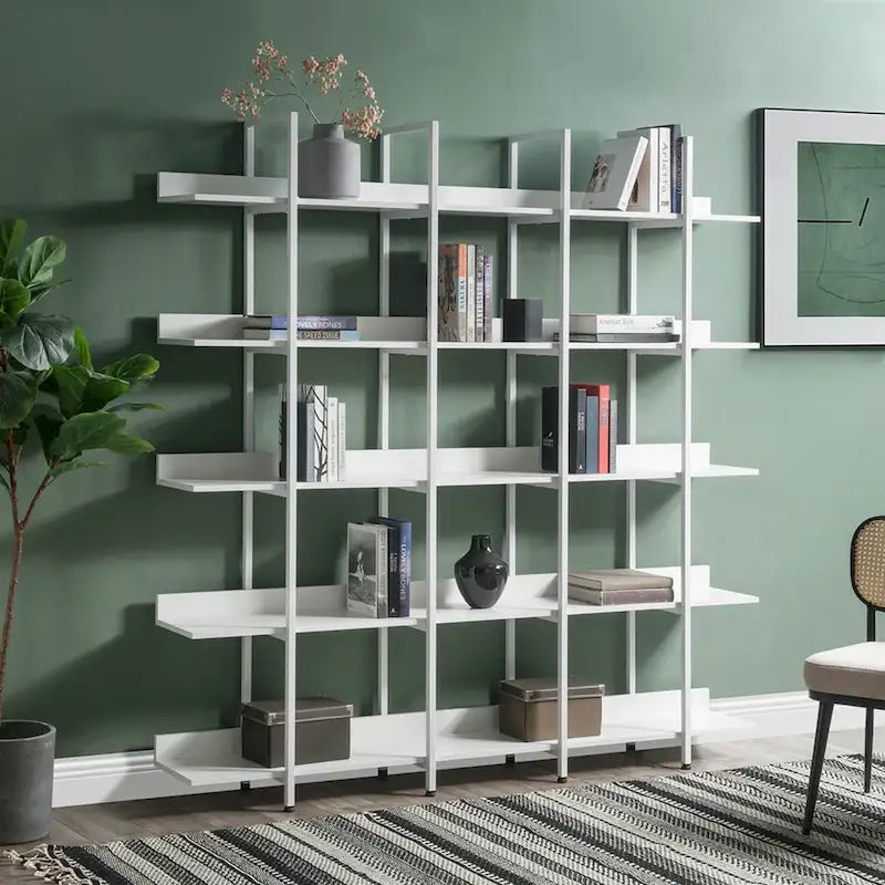 5-Tier Industrial Style Bookshelf with Metal Frame