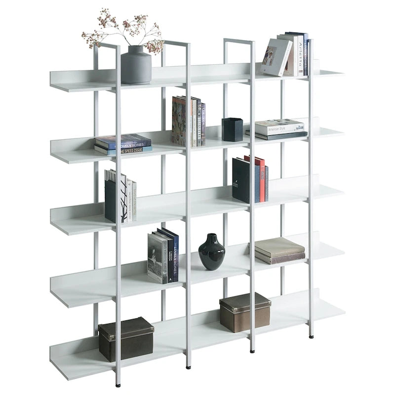5-Tier Industrial Style Bookshelf with Metal Frame