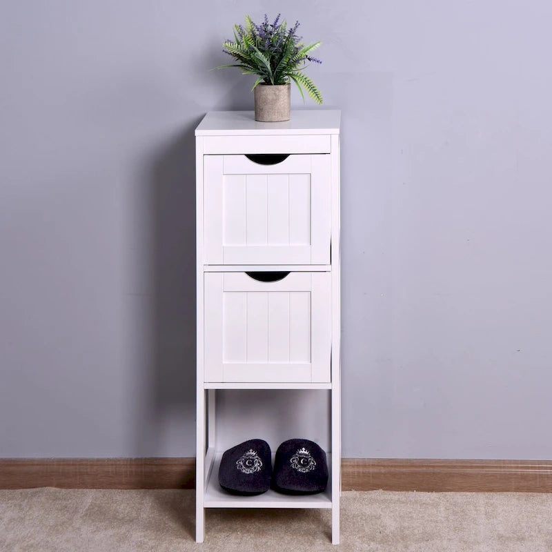 White Bathroom Storage Cabinet with 4 Drawers