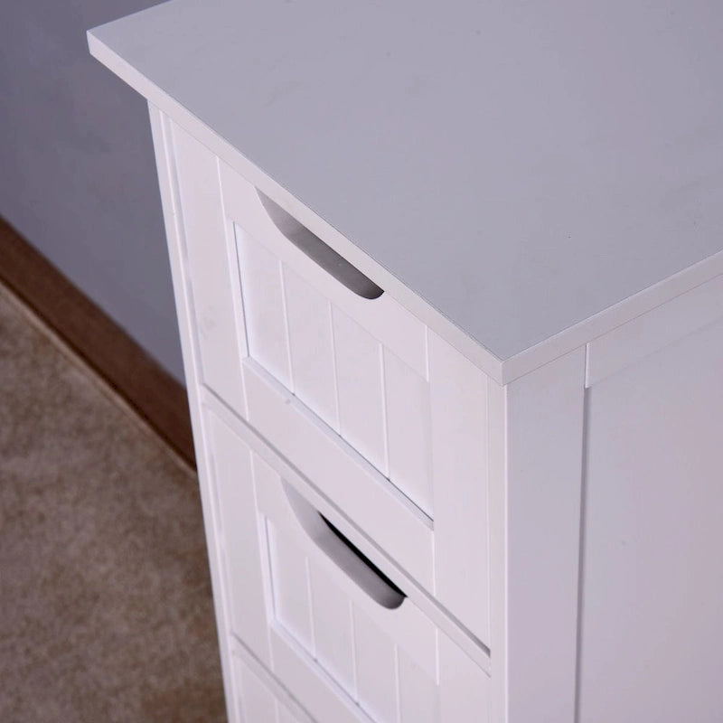 White Bathroom Storage Cabinet with 4 Drawers