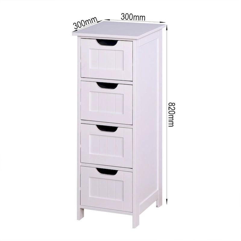 White Bathroom Storage Cabinet with 4 Drawers
